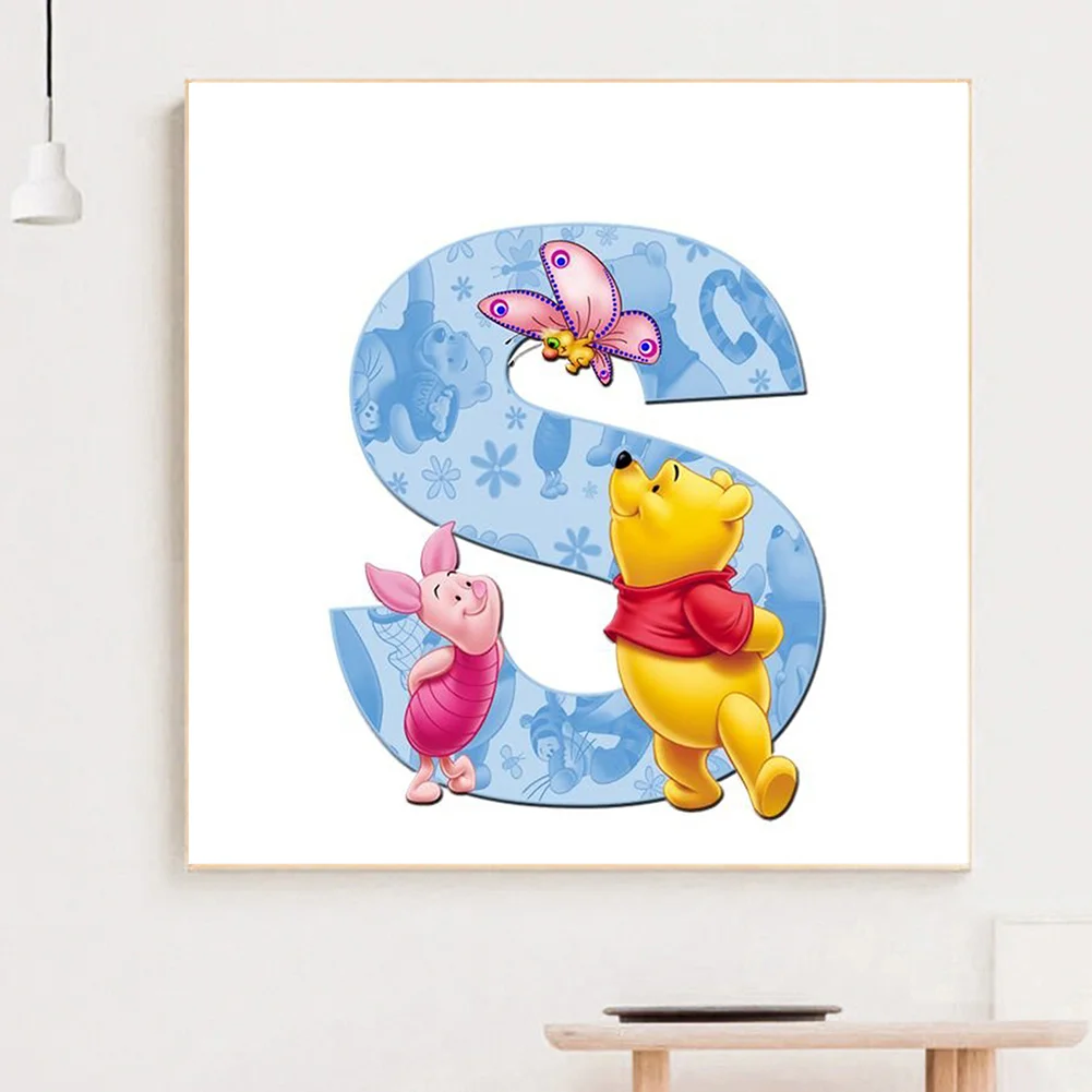 Full Round Diamond Painting 30*30cm - Letter S Winnie The Pooh