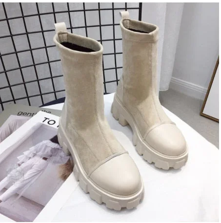 Martin boots woman 2021 new ladies casual stretch fabric socks boots fashion Cross-tied women shoes platform boots gothic women