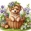 Diamond Painting - Full Round Drill - Dog Flower(Canvas|40*40cm)