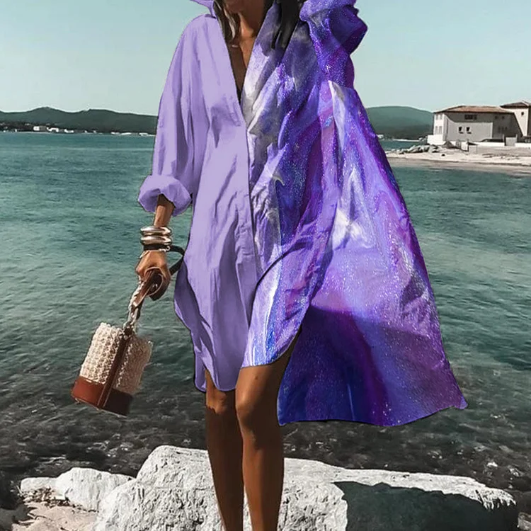 Asymmetric Smudge Print Midi Dress