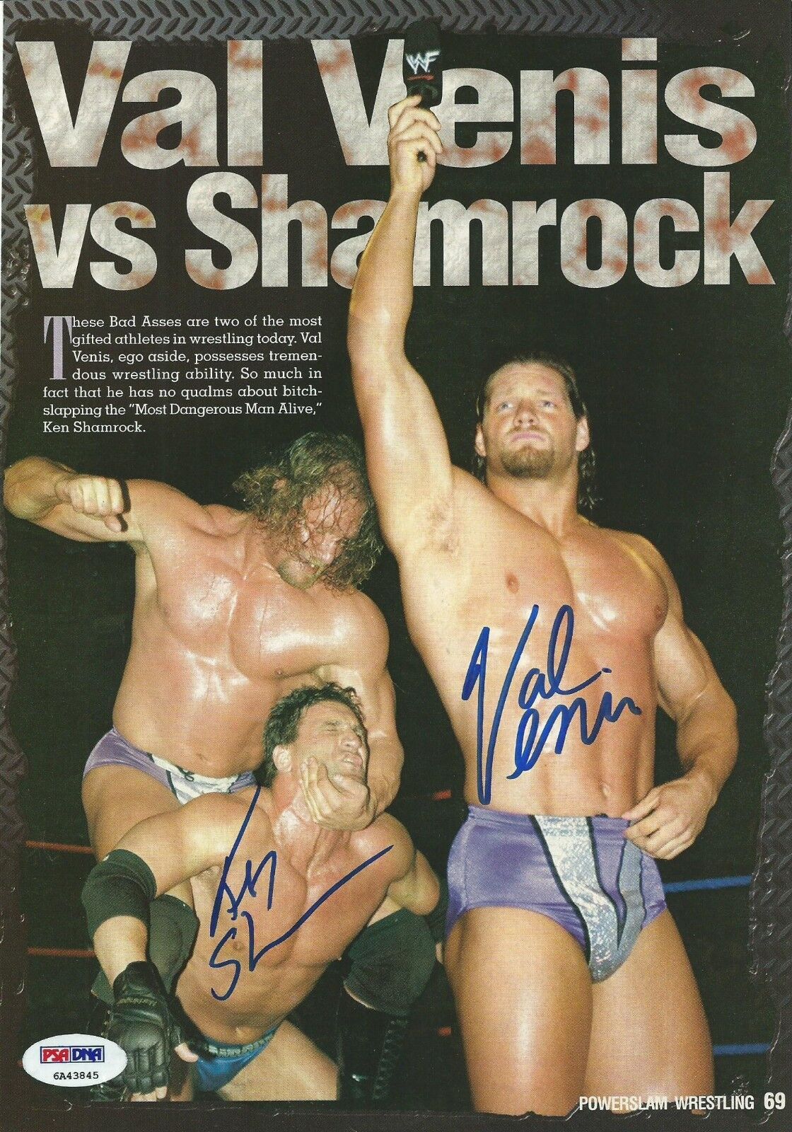 Ken Shamrock & Val Venis Signed 8x10 Magazine Photo Poster painting PSA/DNA COA WWE Autograph