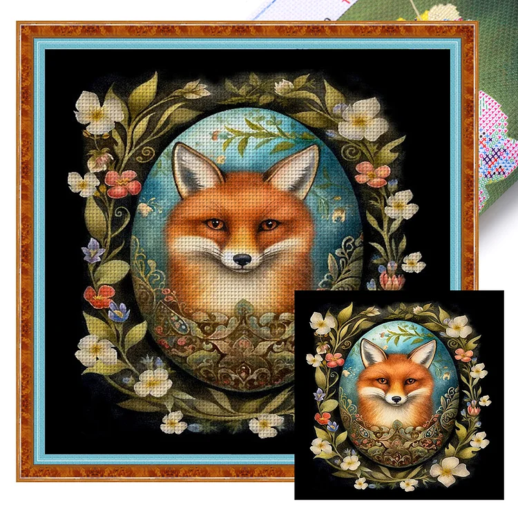 【Huacan Brand】Easter Fox 11CT Stamped Cross Stitch 45*45CM