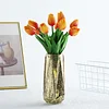 10 Stems | 13" Orange Real Touch Artificial Foam Tulip Flower Bouquets