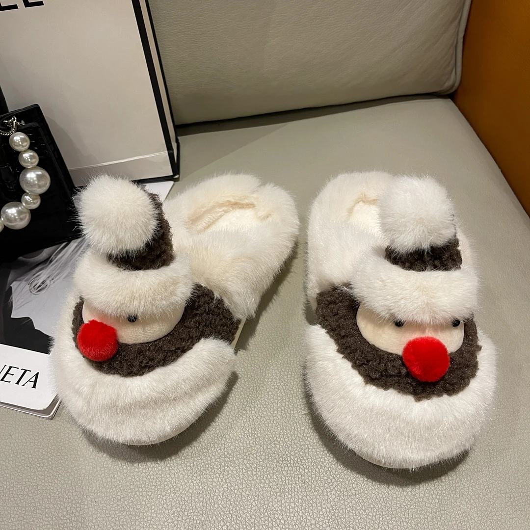 Cartoon snowman Christmas plush slippers