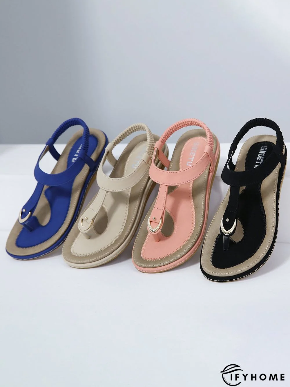 Women's Beach Metal Buckle Trim Flip-On Sandals | IFYHOME