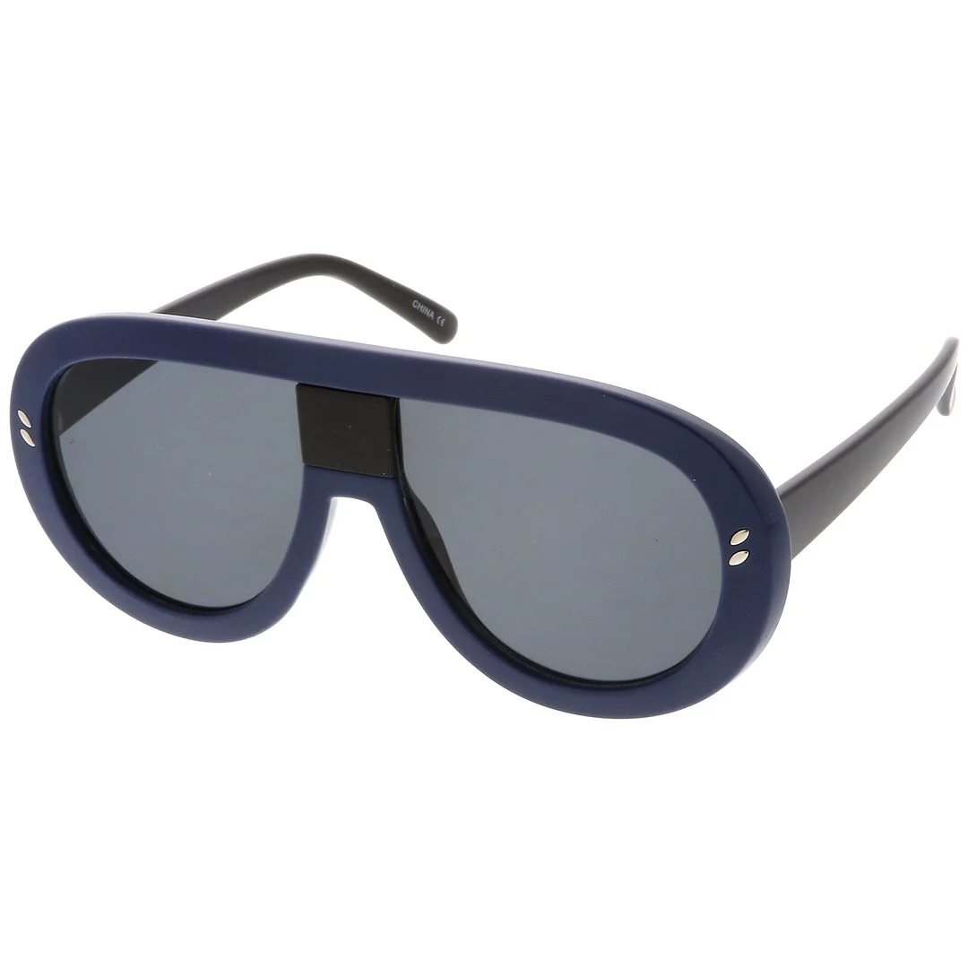 Oversize Chunky Teardrop Shape Flat Lens Aviator glasses 58mm