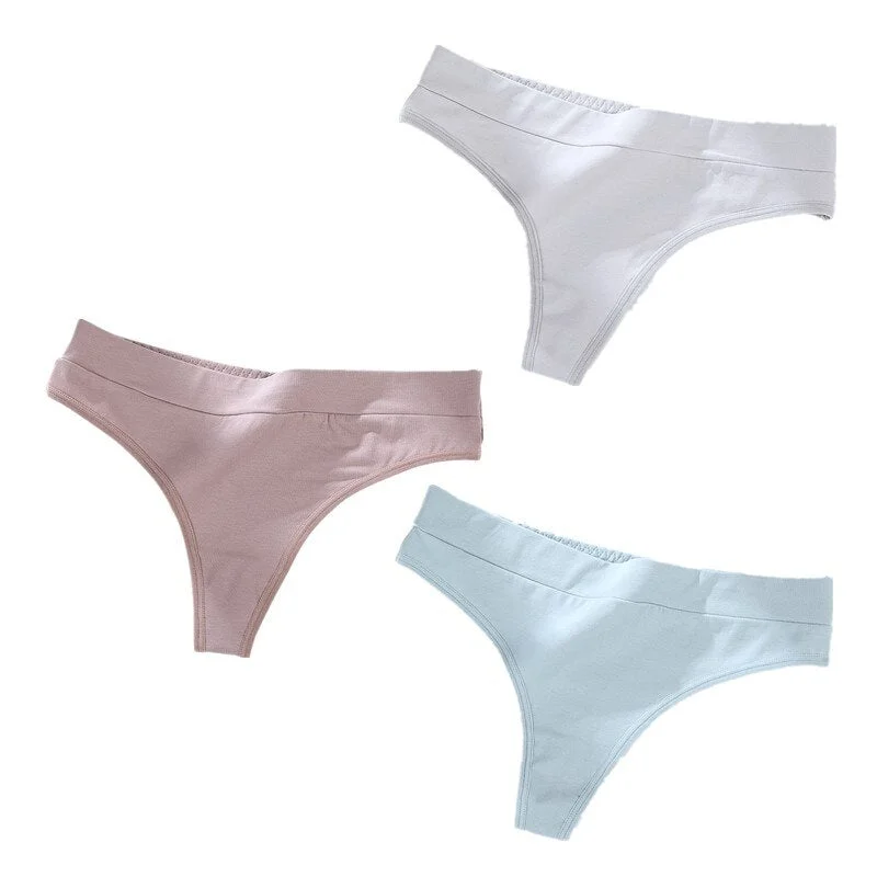 3Pcs/Lot Women's Cotton Thong Panties String Underwear Women Briefs Sexy Lingerie Pants Intimate Ladies Low-Rise G-String