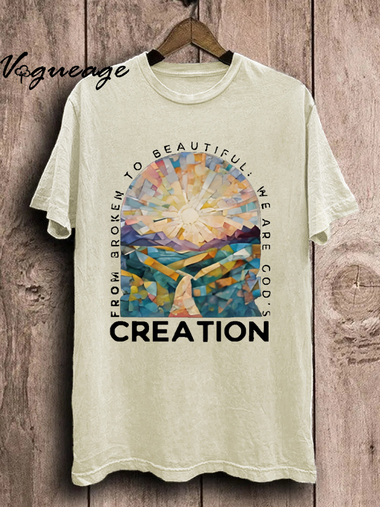 From Broken To Beautiful We Are God's Creation Unisex Washed T-Shirt