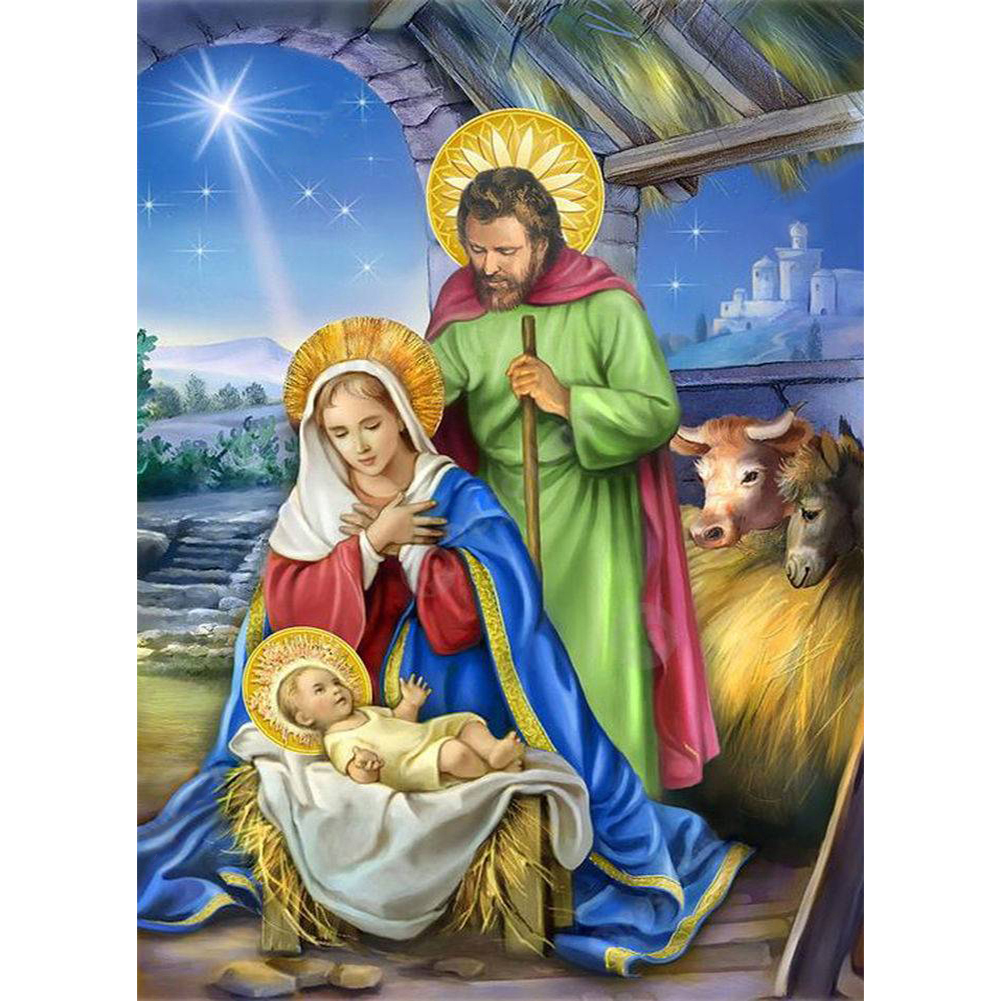 

Jesus Birth - 11CT Stamped Cross Stitch - 38*50CM, 501 Original
