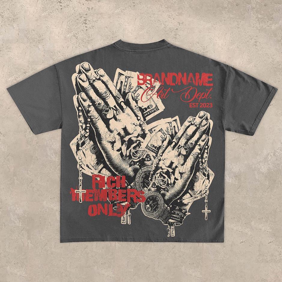 Vintage Prayer Graphic Cotton Short Sleeve T-Shirt - SOPULA