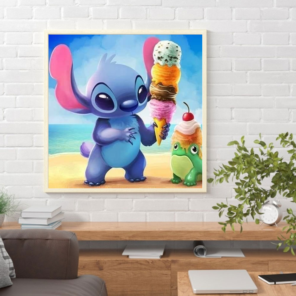 Stitch Eats Ice Cream 30*30cm(canvas) full round drill diamond painting