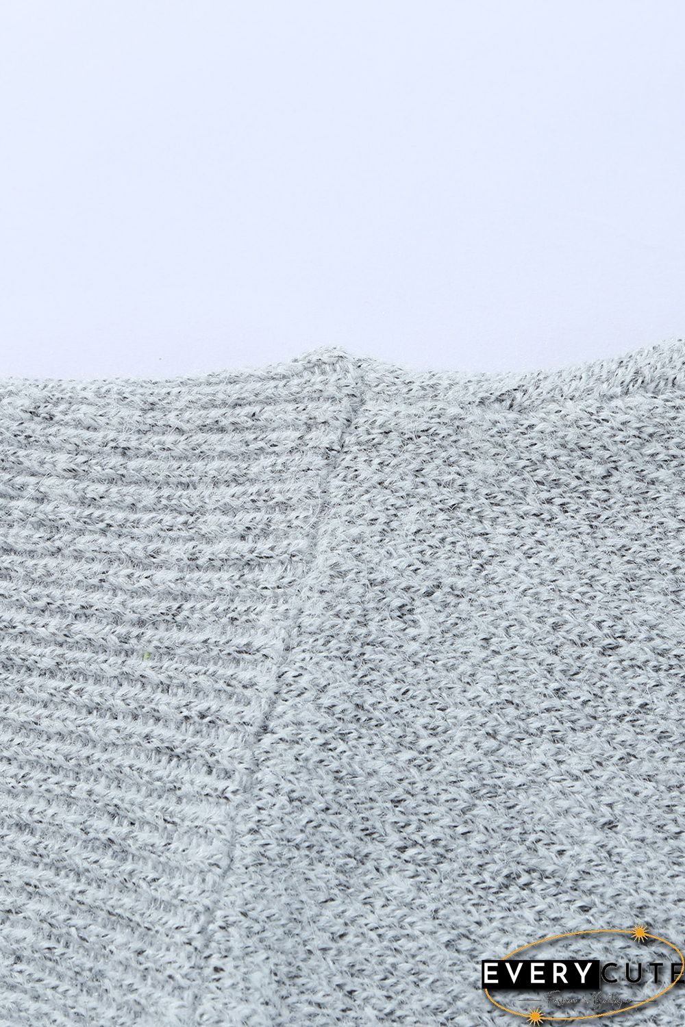 Grey High Neck Oversized Sweater with Slits