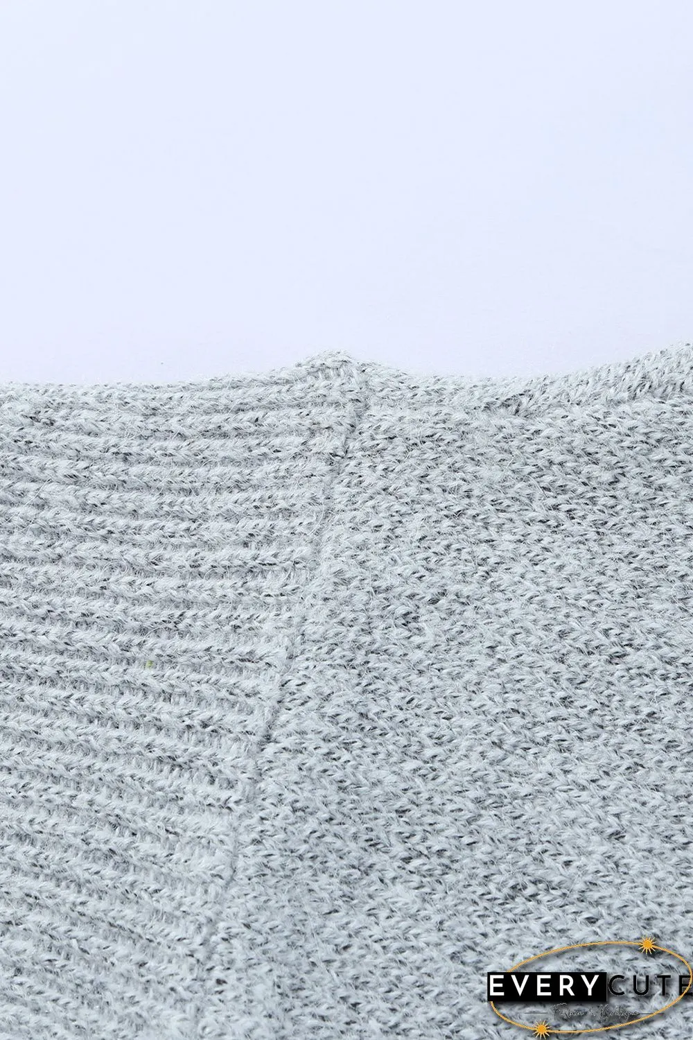 Grey High Neck Oversized Sweater with Slits