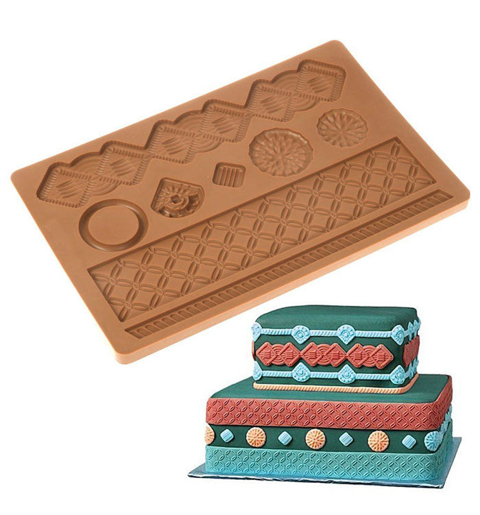 Macrame Damask Lace Silicone Fondant Mat Embossing Mould Cake Decoration