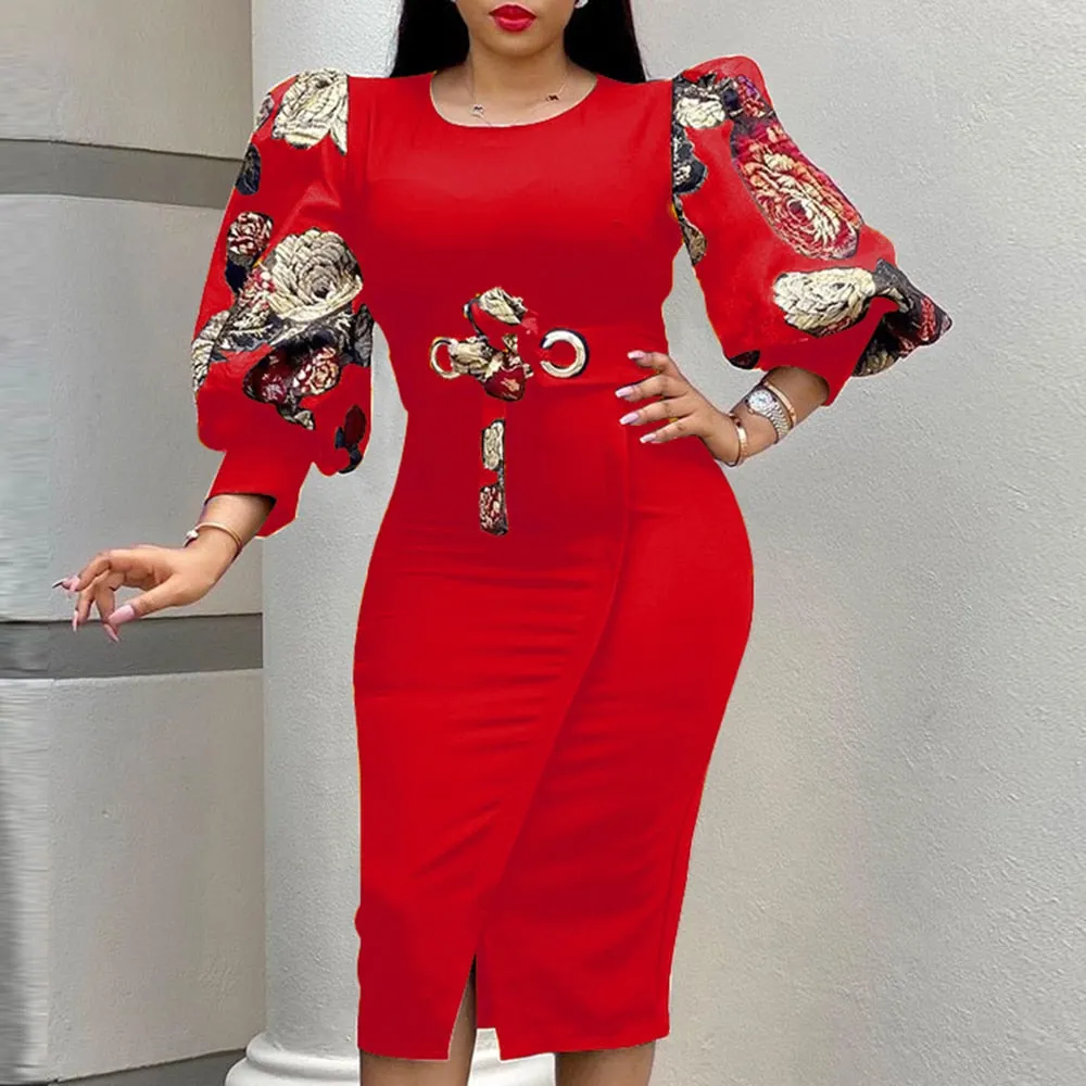 2021 ladies dress plus size commuter plus size print European and American dress