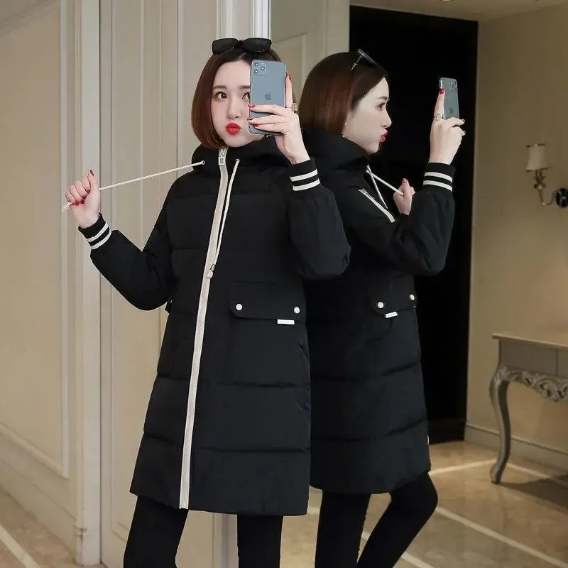 Affordable Parkas Hooded Coats 2021 New Winter Jacket Casual Women's Parka Big Pocket Splicing Warm Cotton Jacket Female Outover