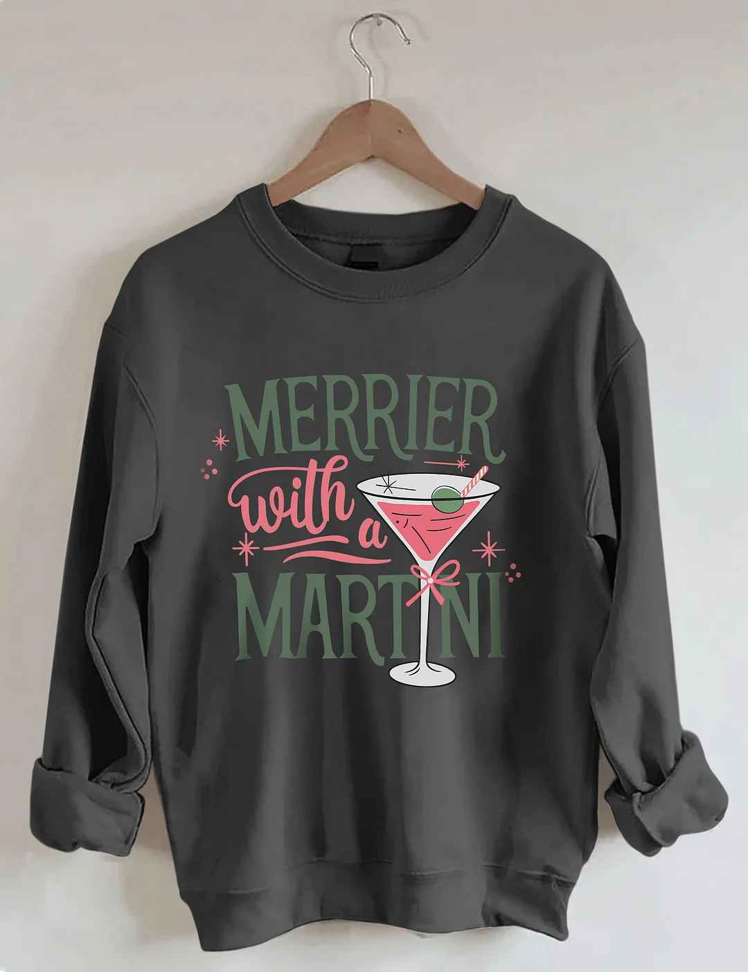 Merrier With A Martini Retro Christmas Sweatshirt