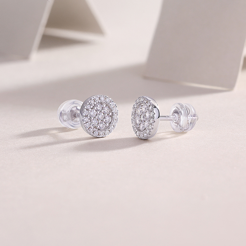 925 Silver Iced Moissanite Diamond Halo Stud Earrings for Women Girls Fine Jewelry White Gold Plated Pass Test Wholesale Gift