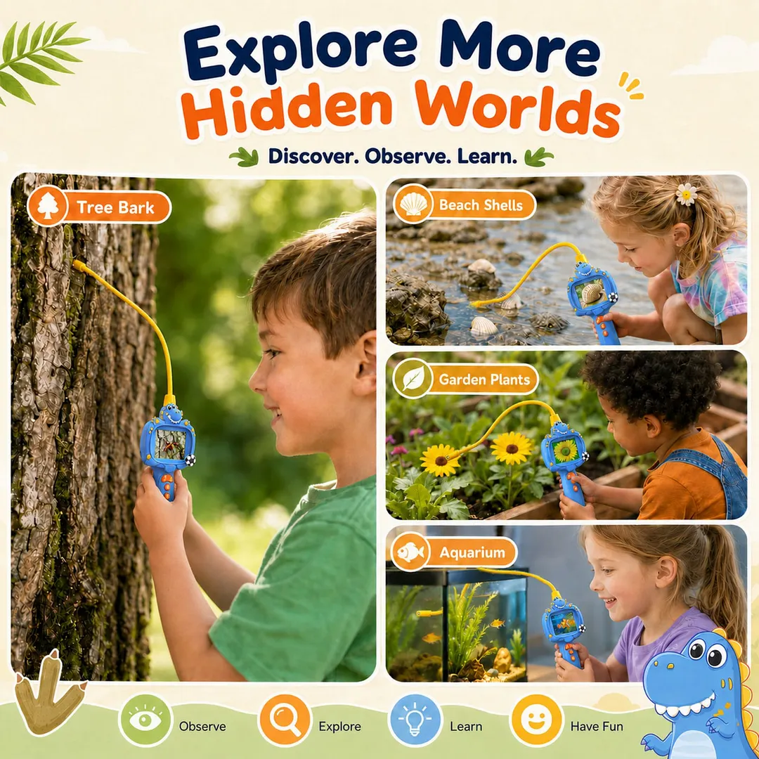 BEBANG Borescope Camera for Kids with Light, 2.4" Screen, IP67 Waterproof Kids Snake Camera for Outdoor Camping Nature Exploration