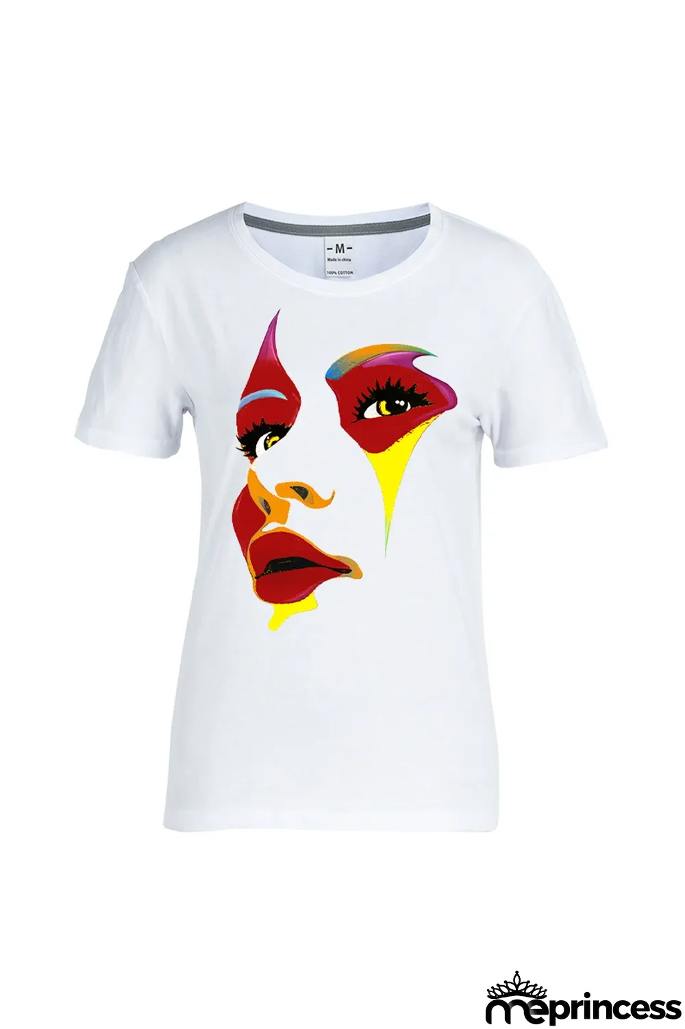 Black Street Print Patchwork O Neck T-Shirts