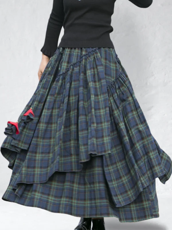 Vintage Brushed Cotton Layered Skirt