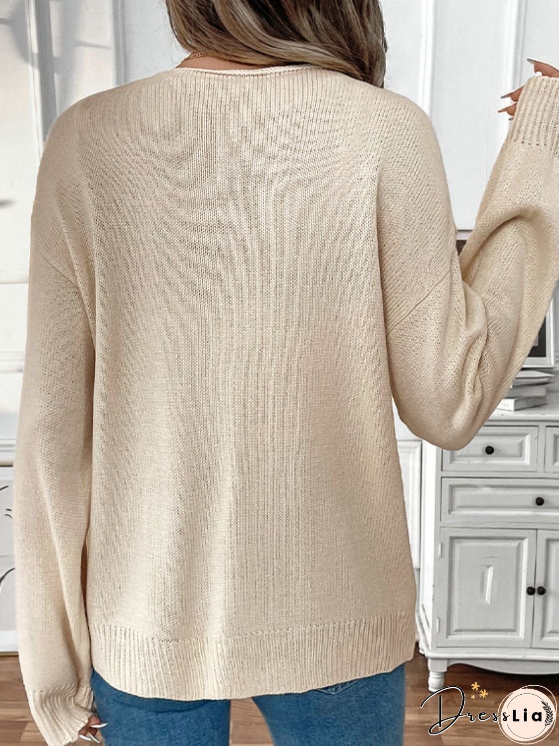 Perfee Tied Round Neck Long Sleeve Cardigan