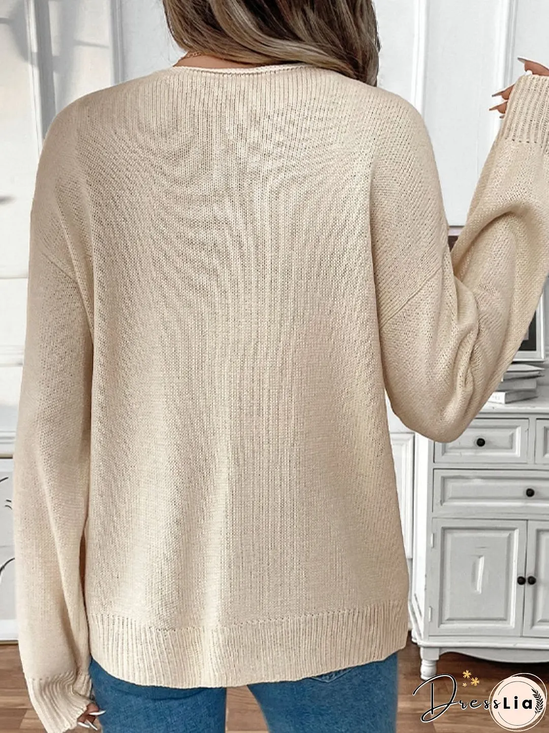 Perfee Tied Round Neck Long Sleeve Cardigan