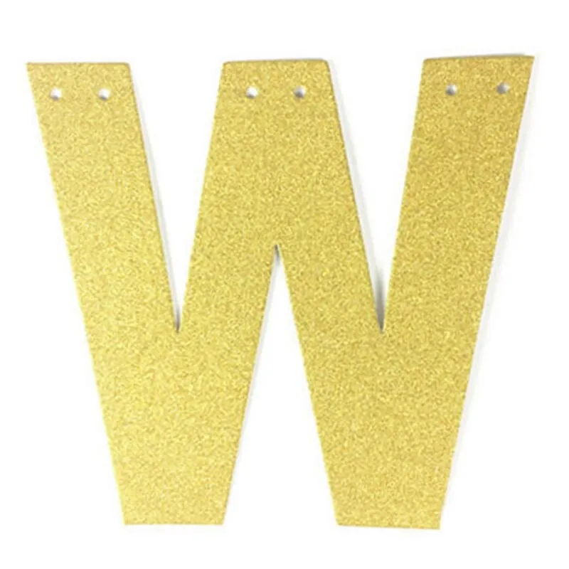 1Pcs/lot 13cm Personalized DIY Gold Glitter Paper Letter Banner Hanging Flags for Wedding Birthday Party Festival Decorations