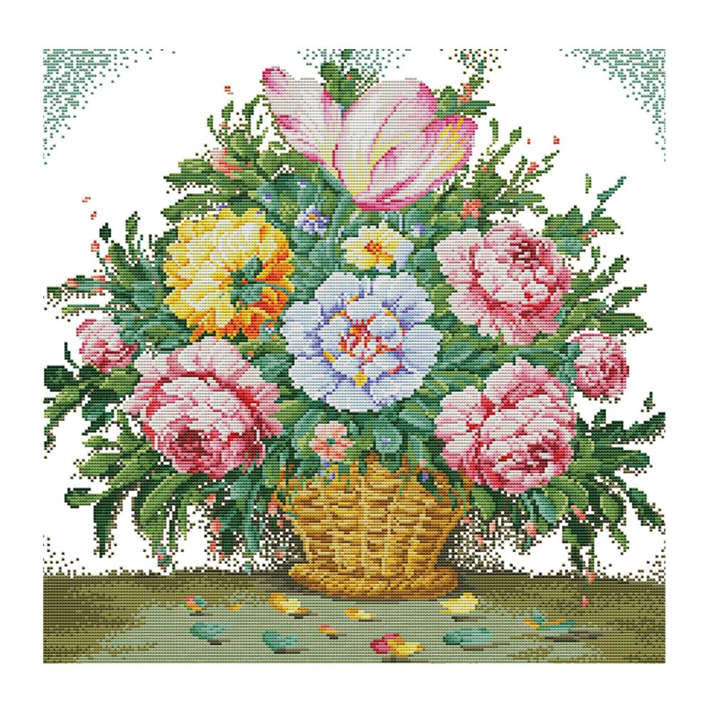 

Flower - 14CT Stamped Cross Stitch - 48x47cm, 501 Original