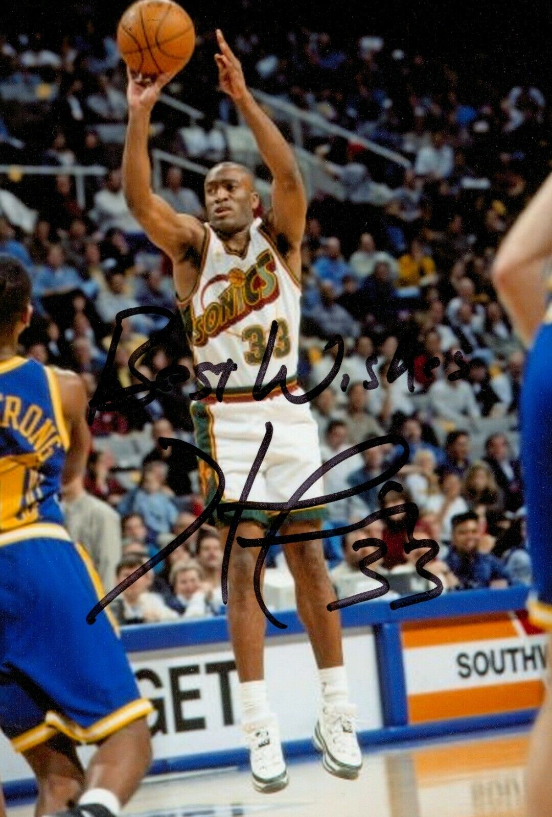 Hersey Hawkins Signed 6x4 Photo Poster painting Bradley Hornets Seattle Sonics Autograph + COA