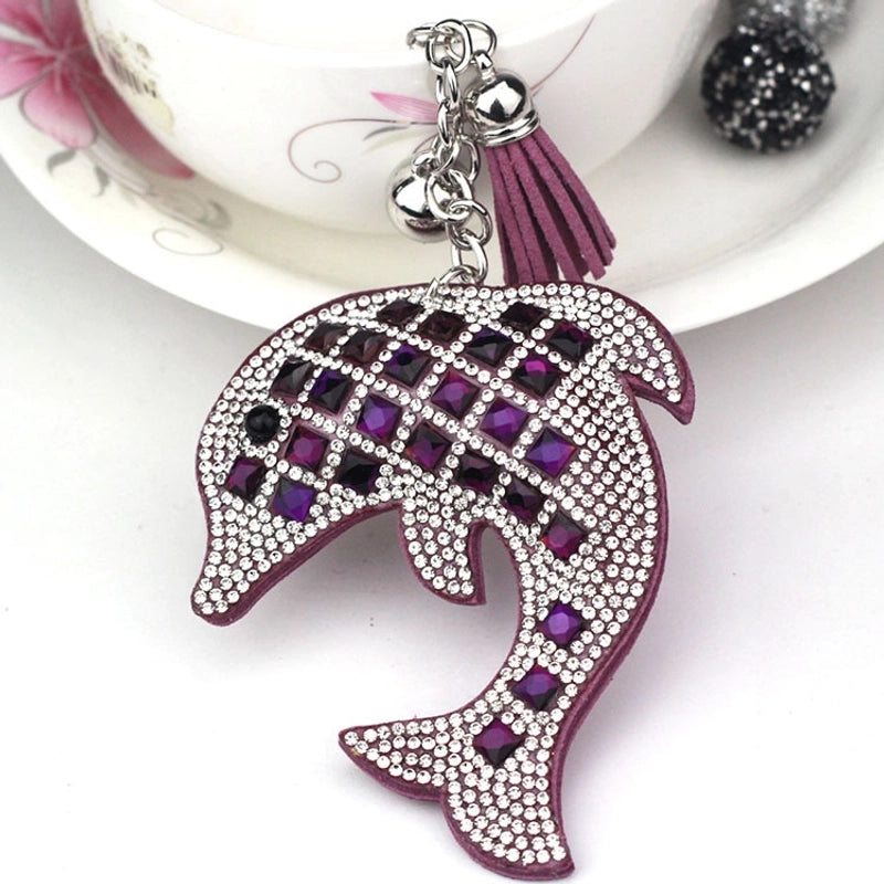 Cute Dolphin Flannel Diamond Women’s Keychain