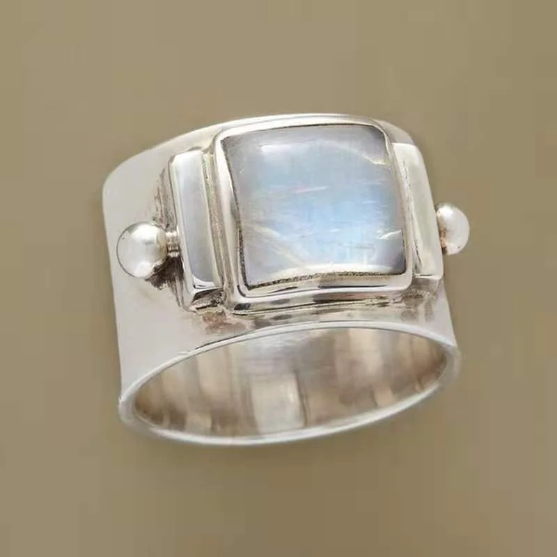 Vintage Moonlight Ring 925 Sterling Plated Women Alloy Jewelry Charms Jewelry Gift Birthday Gifts For Women Wife Girls Her