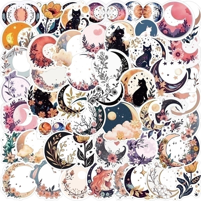 1 Set Moon School Pvc Self-adhesive Cartoon Style Stickers