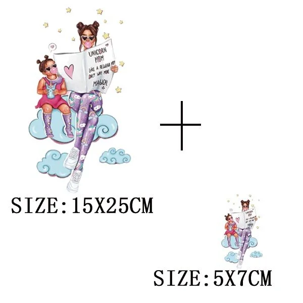 Mom&Children Thermal Stickers On T-shirt DIY Washable Patch On Clothes Lovely Design Iron On Transfer For Hoodies Hat Decoration