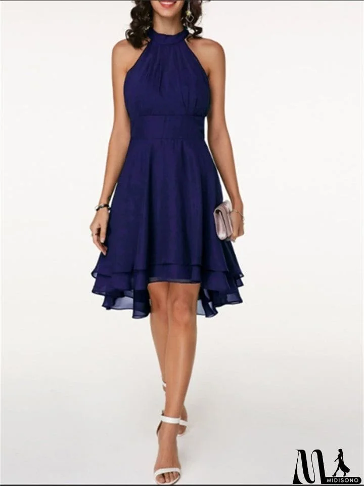 MidiSono - New Elegant Halter Sleeveless High Waist Slim-Fit Cocktail Dresses For Wedding Guest