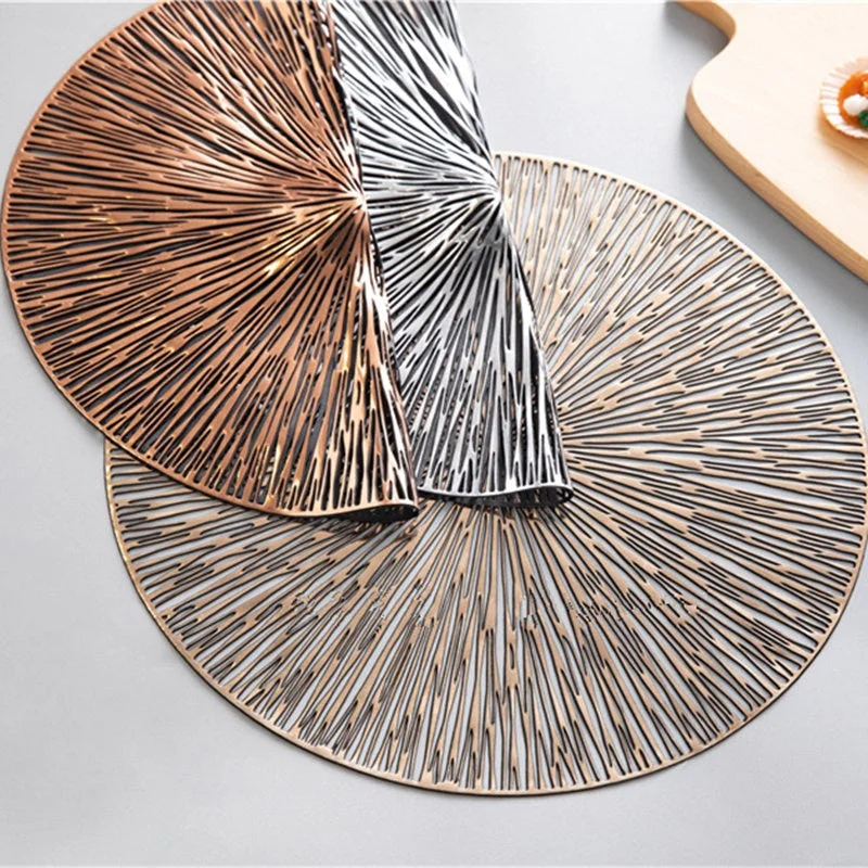 Round Hollow PVC Placemats For Kitchen Dinning Table Mat Insulation Pads Drink Coffee Cup Coasters Hotel Restaurant Home Decor