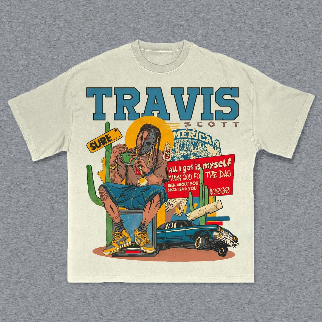 Fashion Travis Scott Print Short Sleeve T-shirt