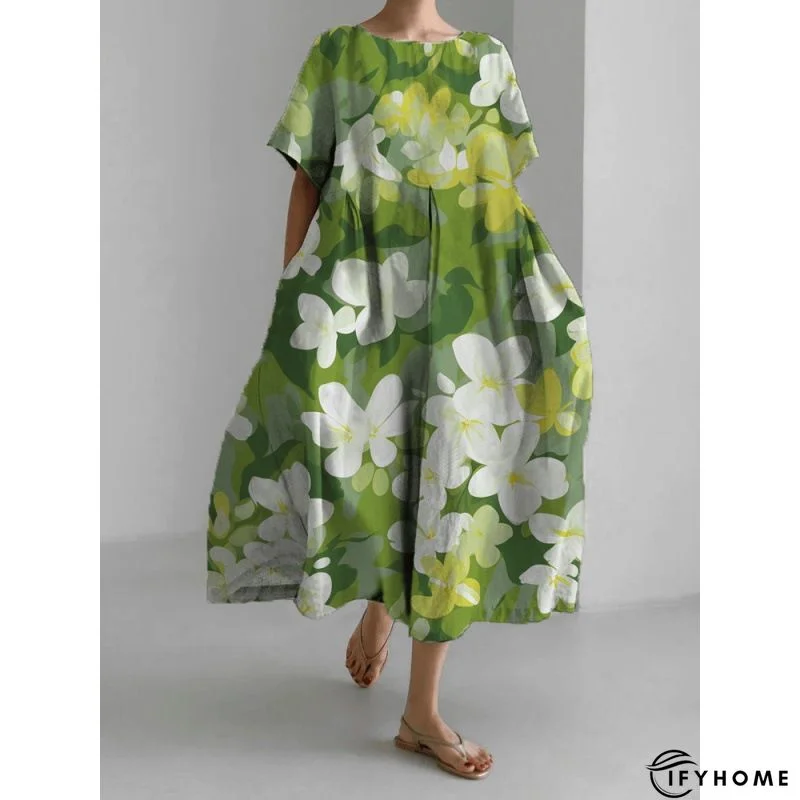 Women's Long Dress Maxi Dress Casual Dress Print Dress Floral Casual Outdoor Daily Holiday Print 3/4 Length Sleeve V Neck Dress Loose Fit Black White Dark Blue Spring Fall S M L XL XXL | IFYHOME