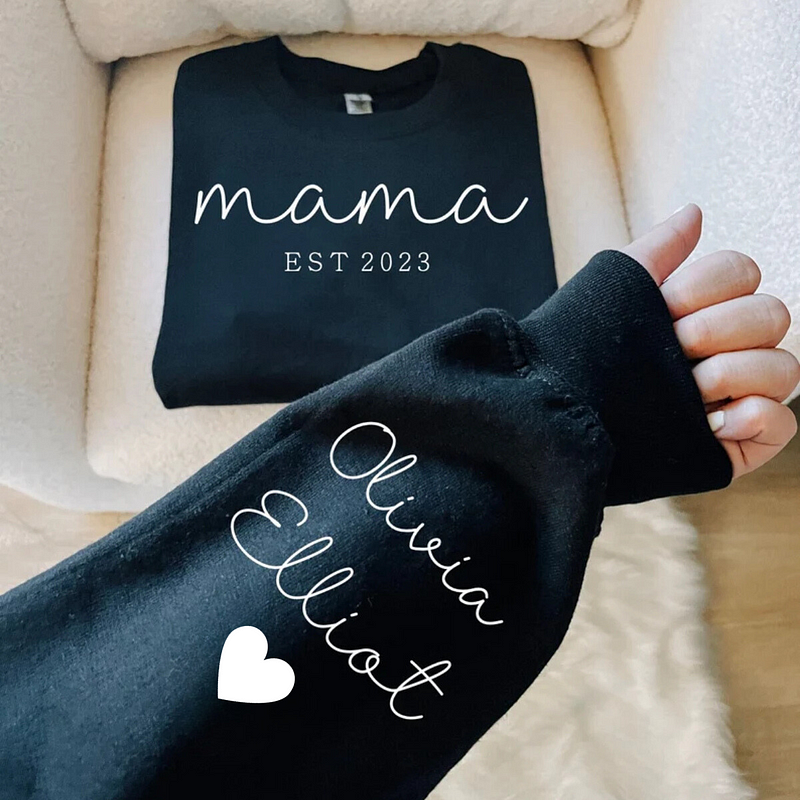 Custom Mama Sweatshirt with Date and Children Name on Sleeve,Gift 