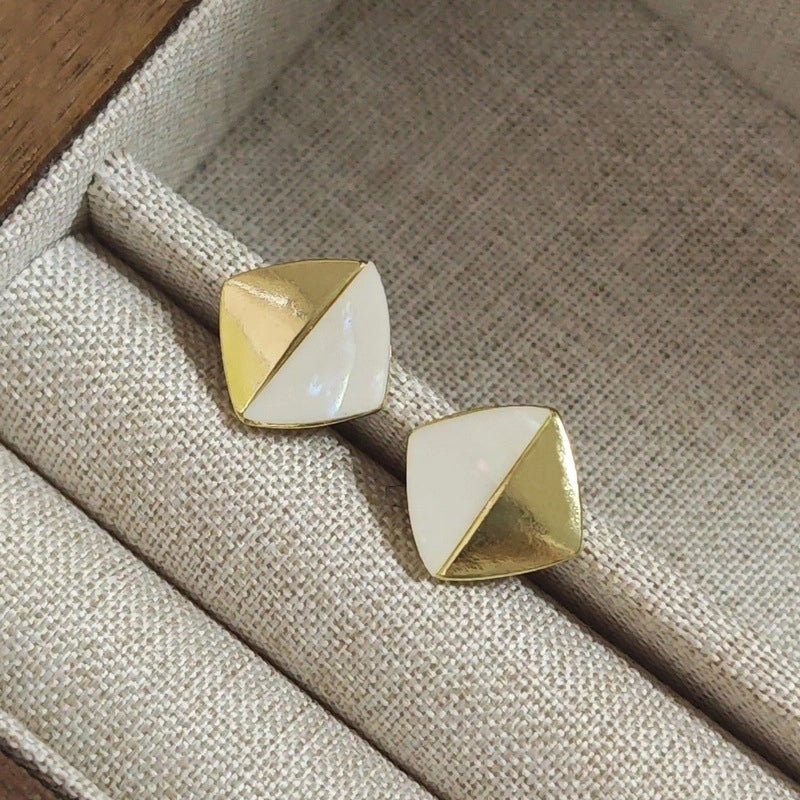 1 Pair Elegant Sweet Square Heart Shape Bow Knot Inlay Imitation Pearl Alloy Rhinestones Earrings