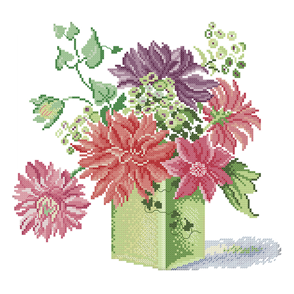 

34*32CM - 14CT Stamped Cross Stitch-Flowers Series, 501 Original