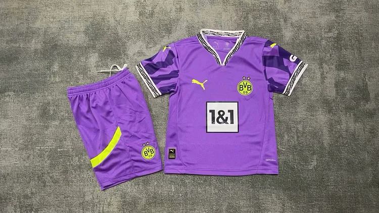 2025-26-Borussia Dortmund Goalkeeper Purple-Jersey-Children's Set