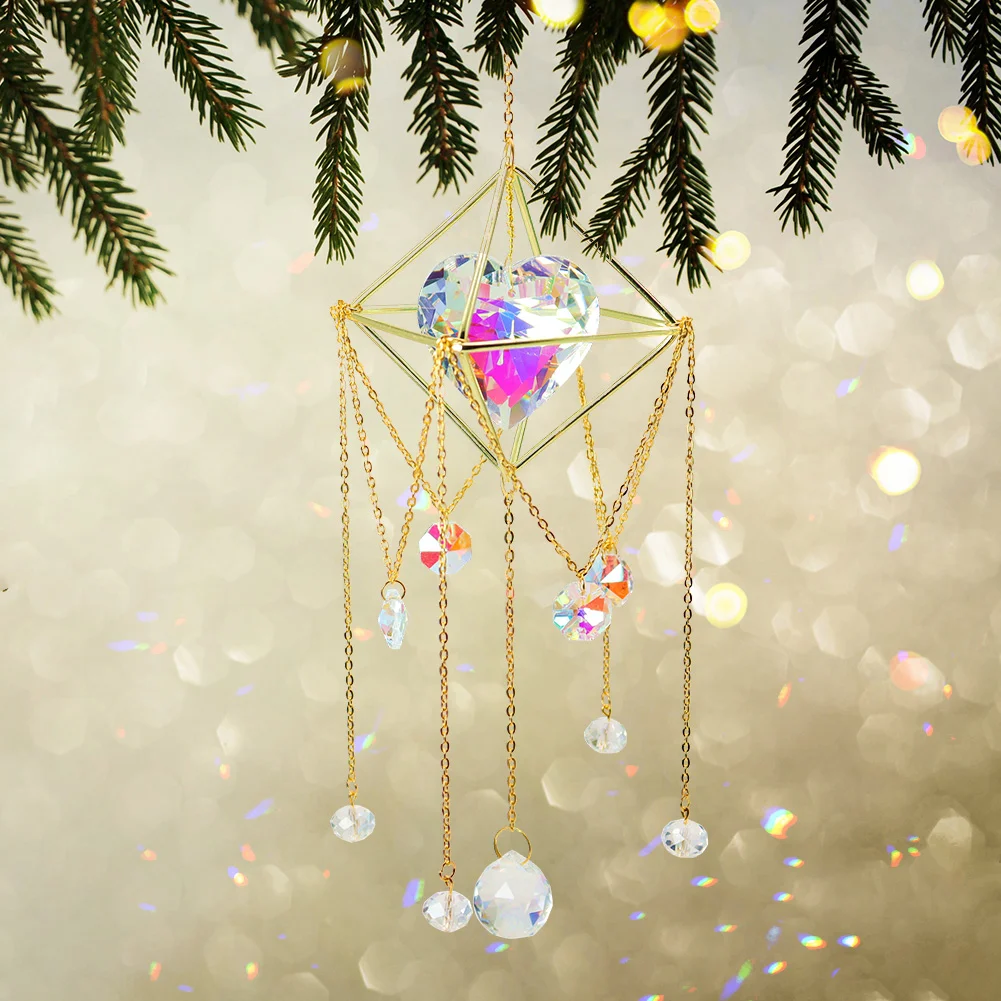 Crystal  Love Heart Hanging Metal Pendant Home Garden Car Decor