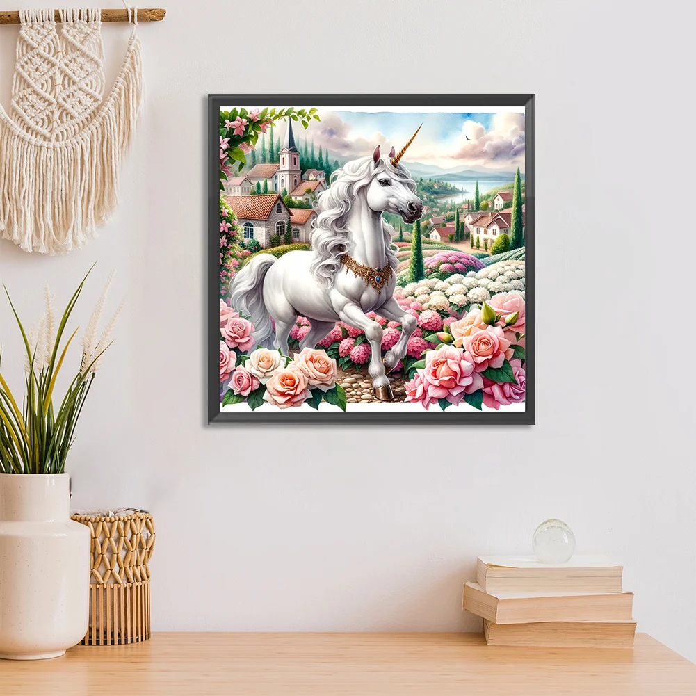 Full Round Diamond Painting 30*30cm - Garden Unicorn