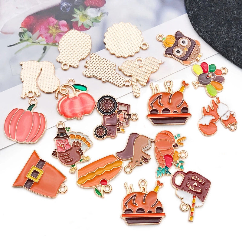 20 PCS/Package 19x18mm 19x22mm 23x14mm Alloy Animal Pumpkin Mushroom Pendant Jewelry Accessories