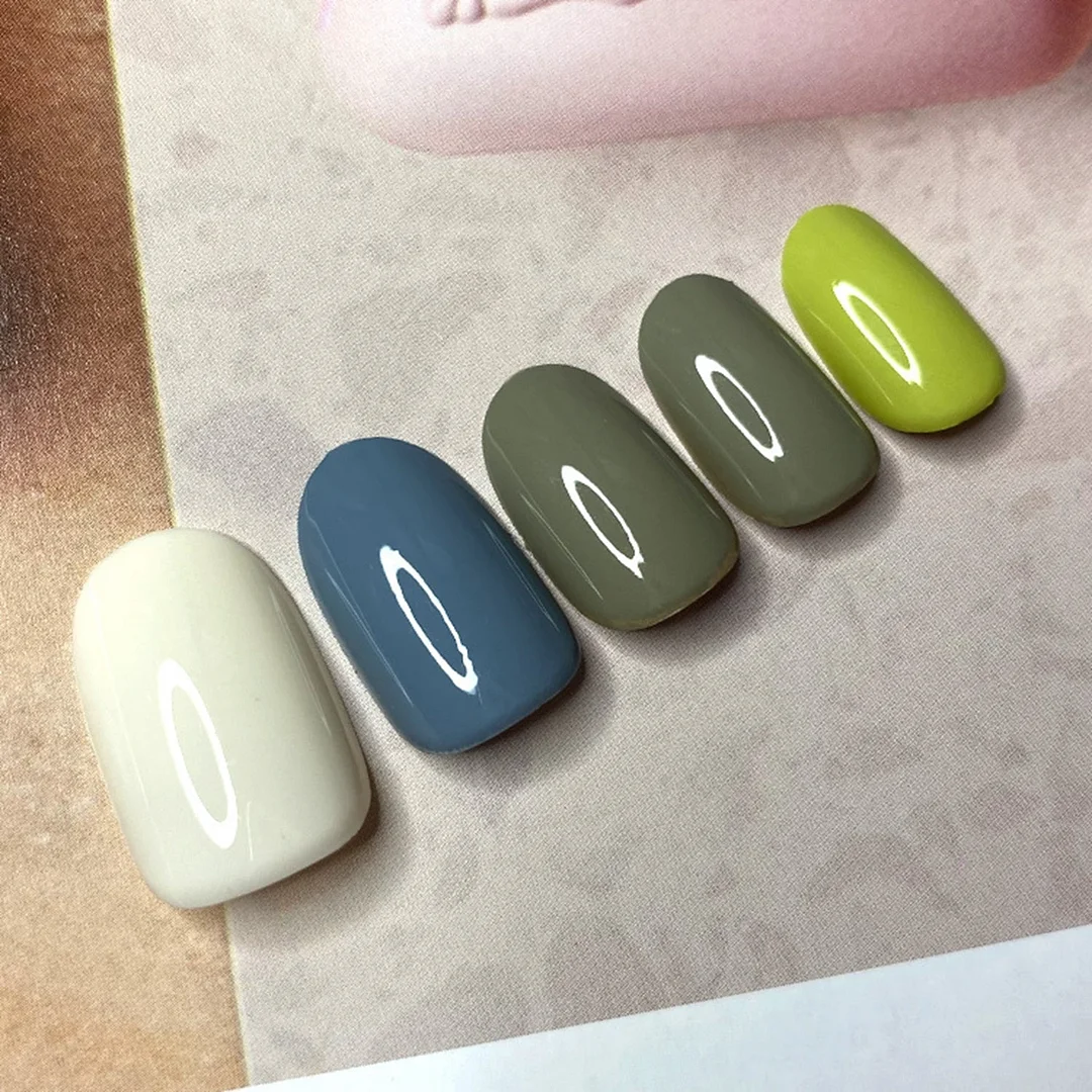 24pcs Nail tips short fake nails with designs Detachable False Nails Round Head Wearable Ballerina Nails Full Cover Nail Tips-Nail Inspo