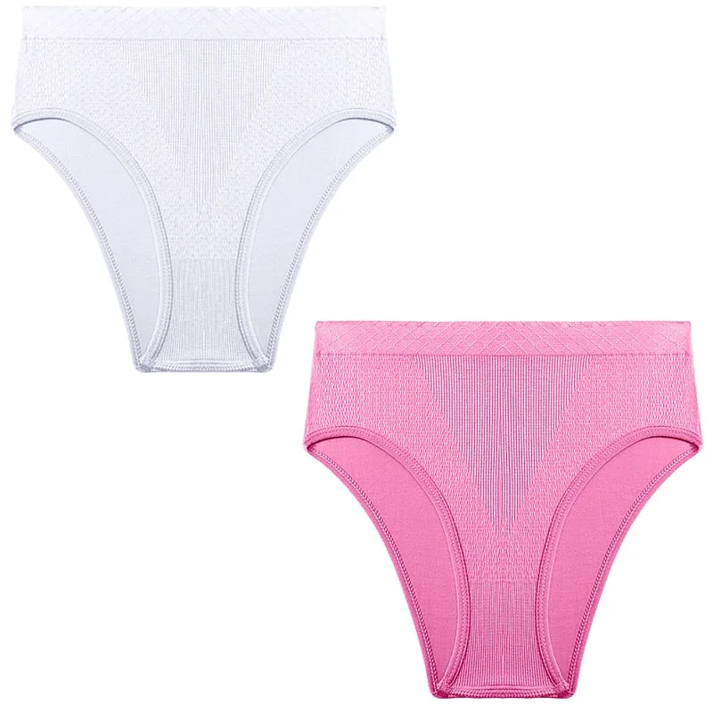 2PCS/Set Seamless Women's Panties Plus Size Underwear Women Briefs Lingeries Cotton Mid-Rise Underpants Panty Intimates