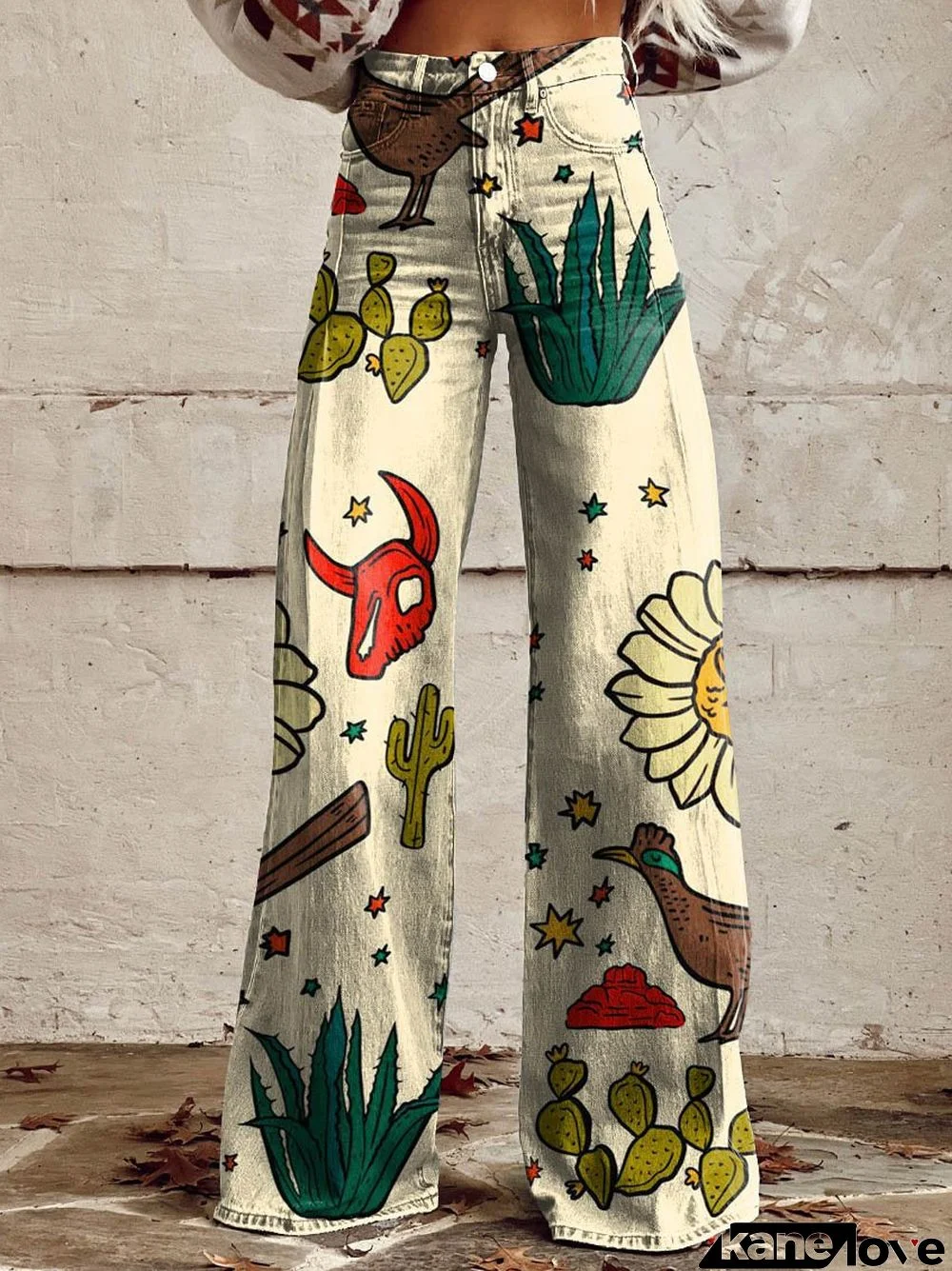 Women's Western Print Casual Wide Leg Pants