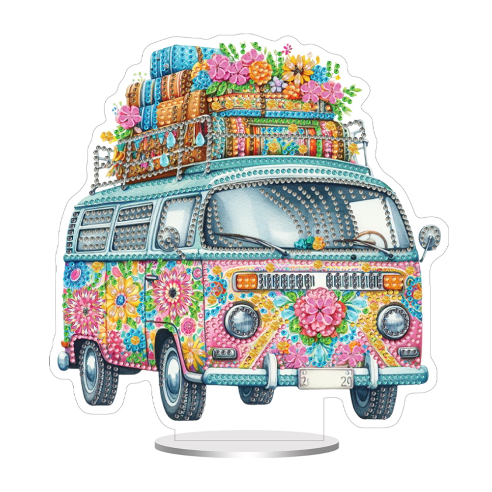 Acrylic Special Shaped Big Bus 5D DIY Table Top Diamond Painting Ornament Kits