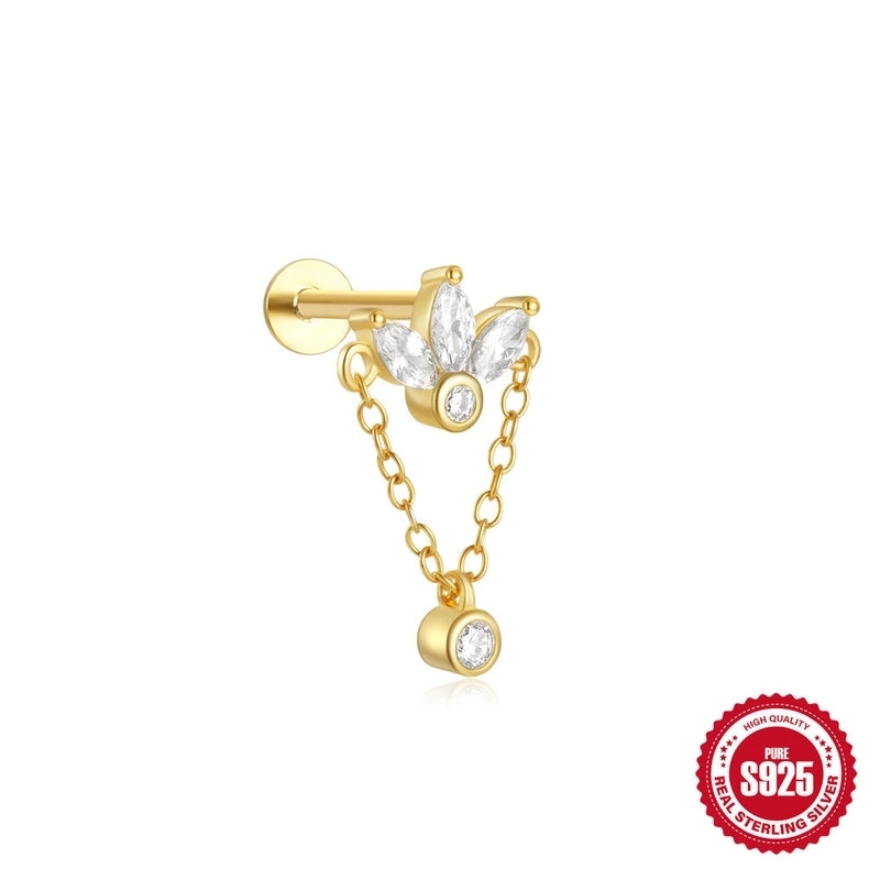 1 Piece 925 Sterling Silver Devil’s Eye Star Moon Ear Studs